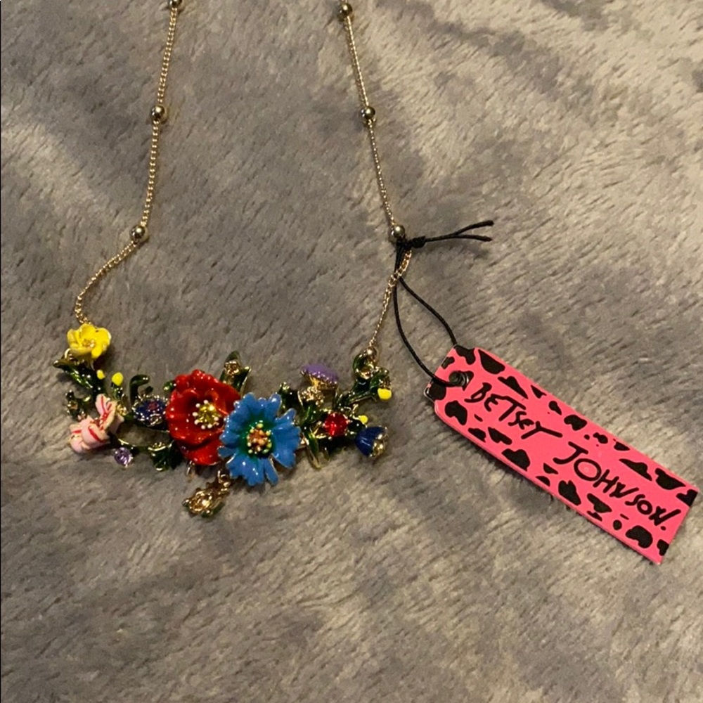 Betsy Johnson enamel flower necklace